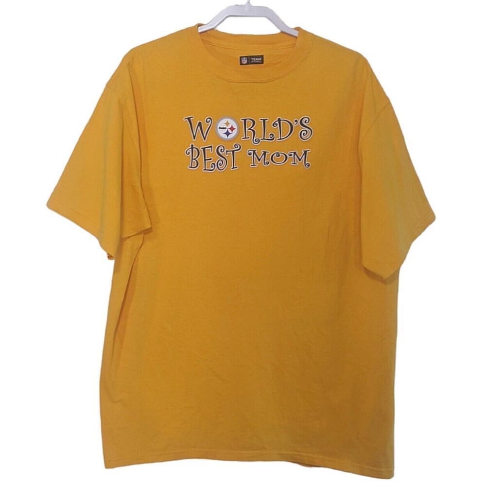 Steelers T Shirt Women's XL X-Large Plus NFL World's Best Mom Gold Black Logo